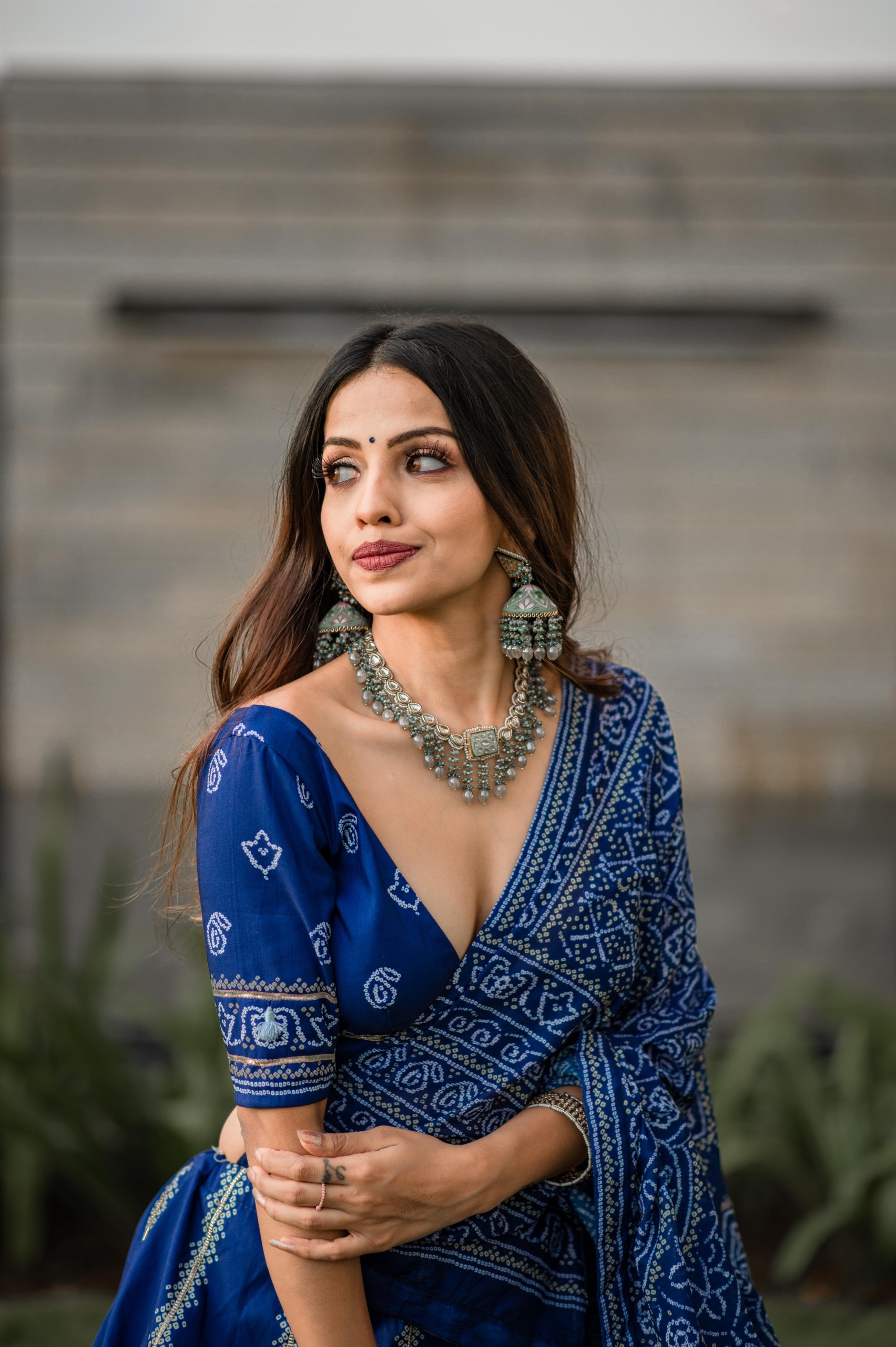 Bandhani Vaishali Silk Lehenga Choli in Blue — photo 2