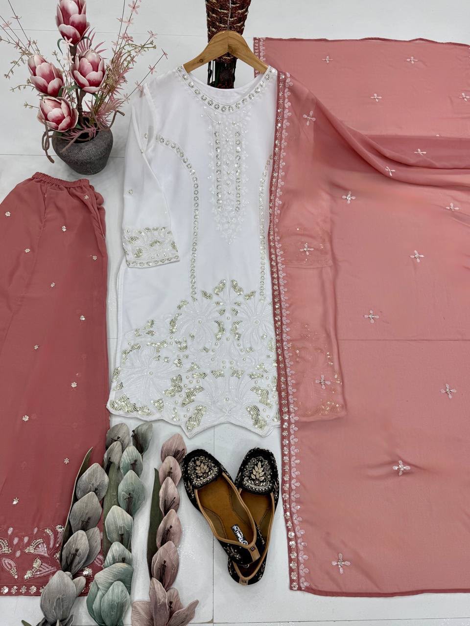 Designer Heavy Embroidery Sequin Work Suit Set — photo 4