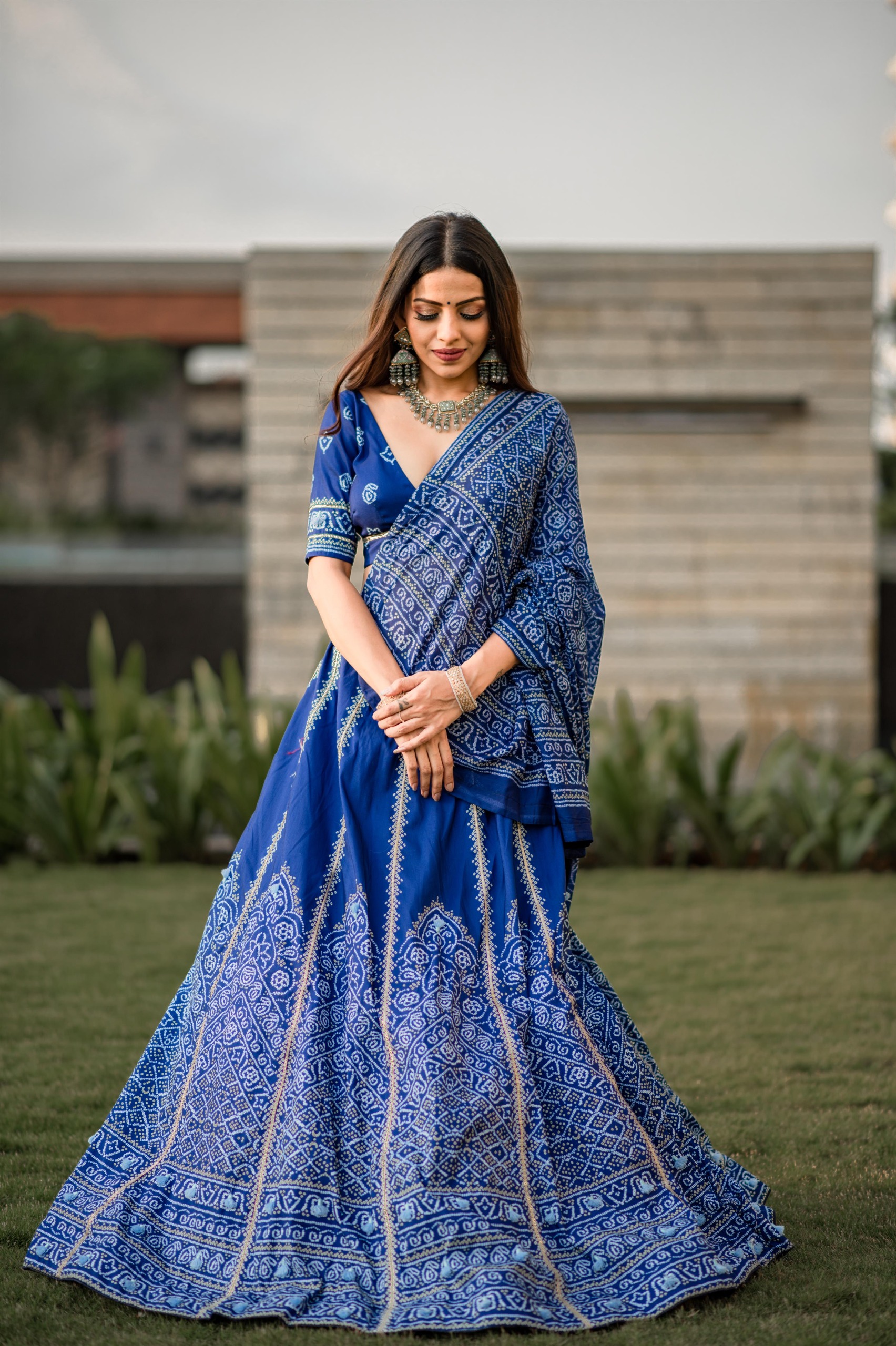 Bandhani Vaishali Silk Lehenga Choli in Blue — photo 3