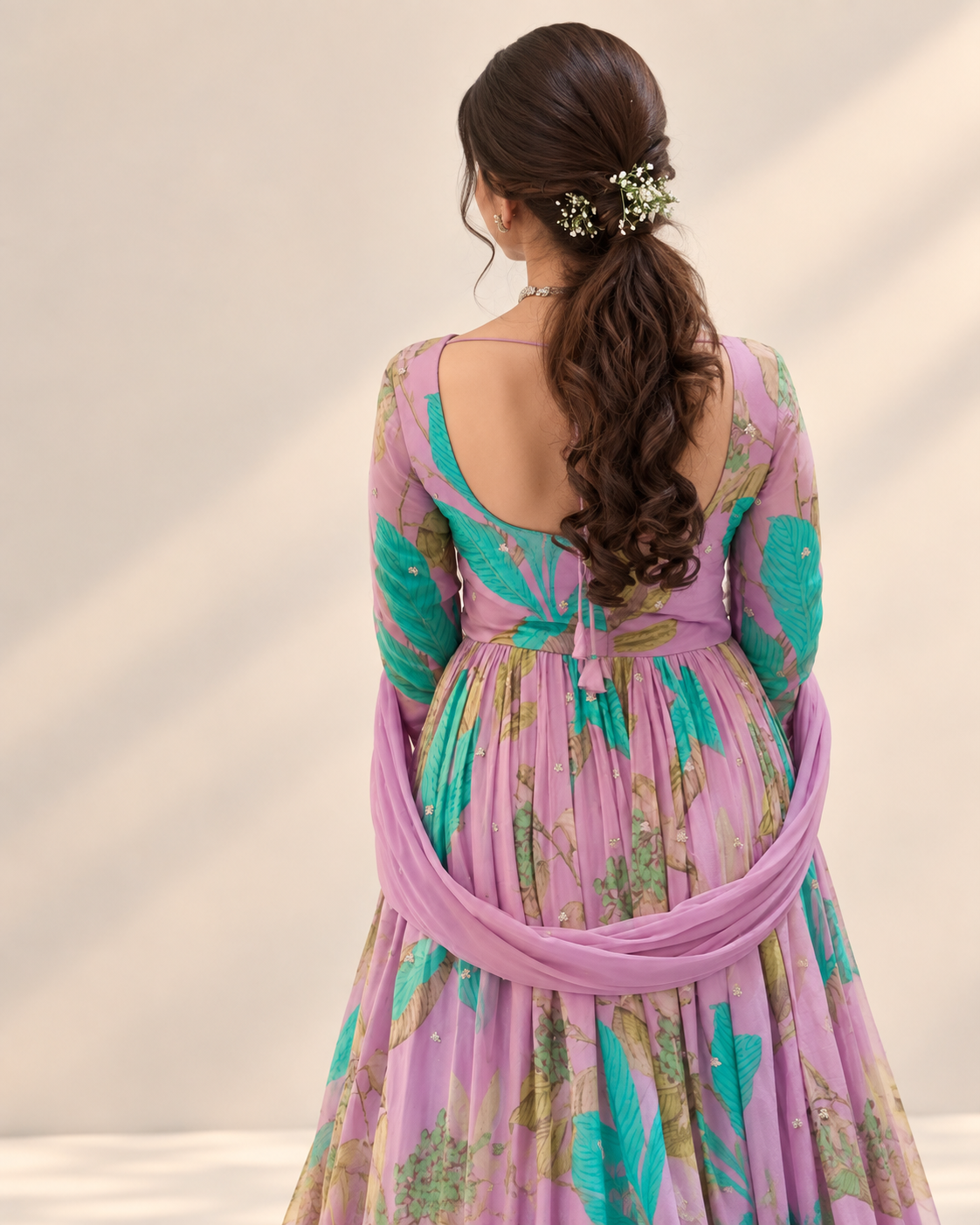 Elegant Embroidered Fox Georgette Gown Set in Blush Pink — photo 3