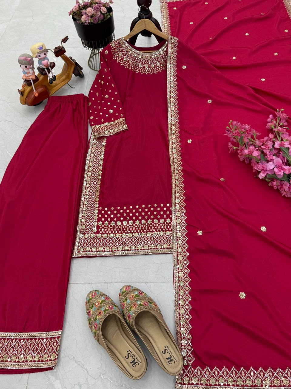 Elegant Natural Crepe Sharara Set — photo 3