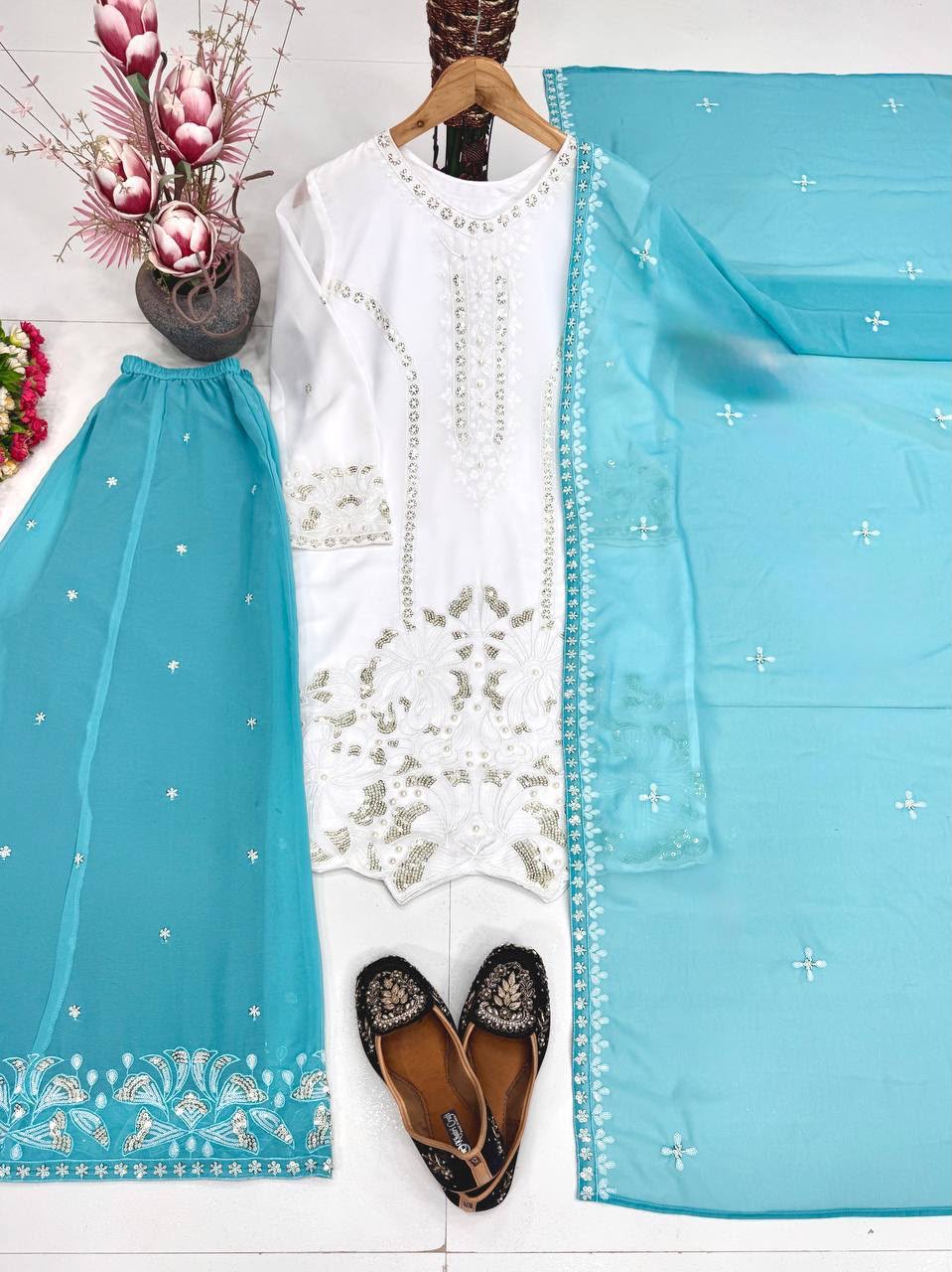 Designer Heavy Embroidery Sequin Work Suit Set — photo 3